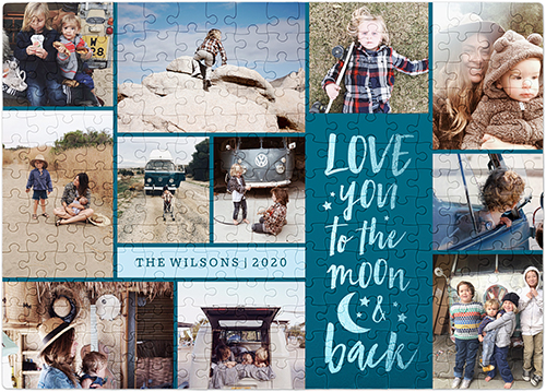 To The Moon and Back Collage Puzzle, Puzzle Board, 252 pieces, Rectangle, Puzzle, Blue, azure