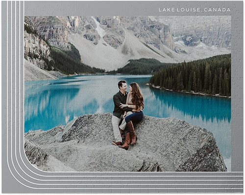 Curved Lines Border Puzzle, Puzzle Board, 520 pieces, Rectangle, Puzzle, Gray, silver