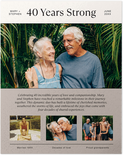 Anniversary Timeline News Puzzle, Puzzle Board, 520 pieces, Rectangle, Puzzle, Beige, antique white