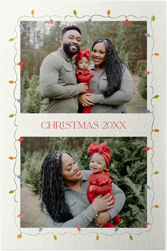 Holiday Lights Border Puzzle, Puzzle Board, 1014 pieces, Rectangle, Puzzle, White, white