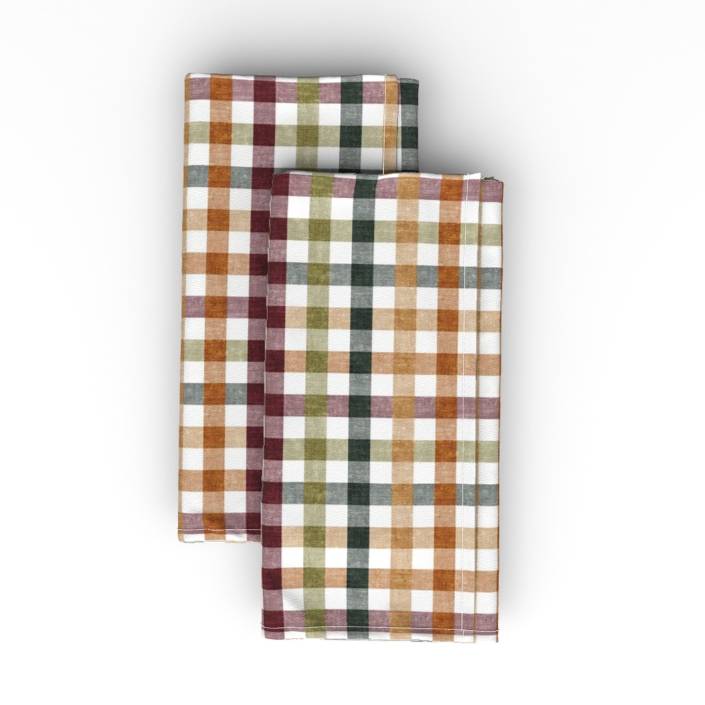 Fall Plaid - Thanksgiving Colors Cloth Napkin, Longleaf Sateen Grand, Multicolor