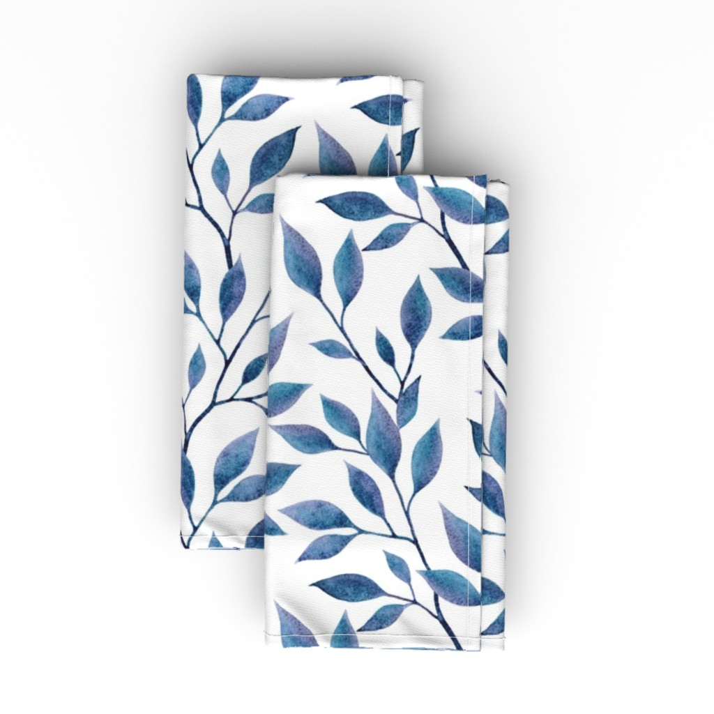 Magic Leaves - Blue Cloth Napkin, Longleaf Sateen Grand, Blue