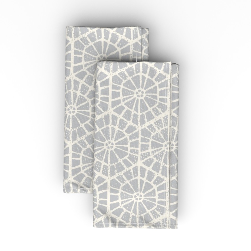 Geometric Block Print - Neutral Cloth Napkin, Longleaf Sateen Grand, Gray