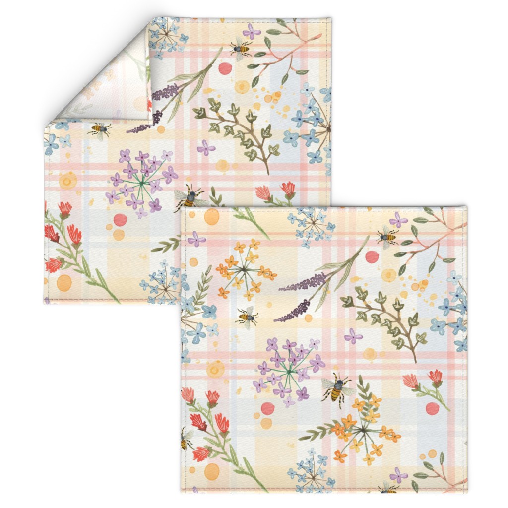 Floral Watercolor Plaid - Multi Cloth Napkin | Shutterfly