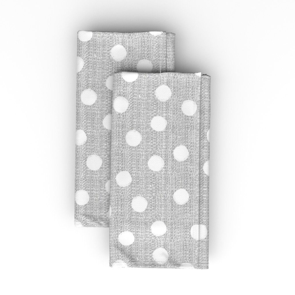 Snowball Polka Dots - Gray Cloth Napkin, Longleaf Sateen Grand, Gray