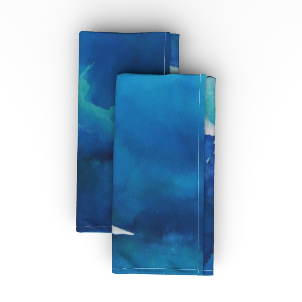 Watercolor Skies - Blue Cloth Napkin, Longleaf Sateen Grand, Blue