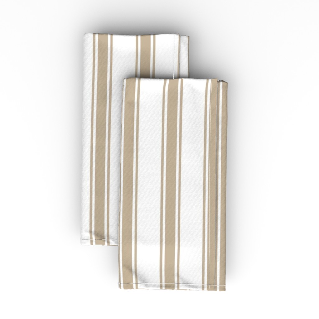 Farmhouse Ticking Stripe - Tan Cloth Napkin, Longleaf Sateen Grand, Beige