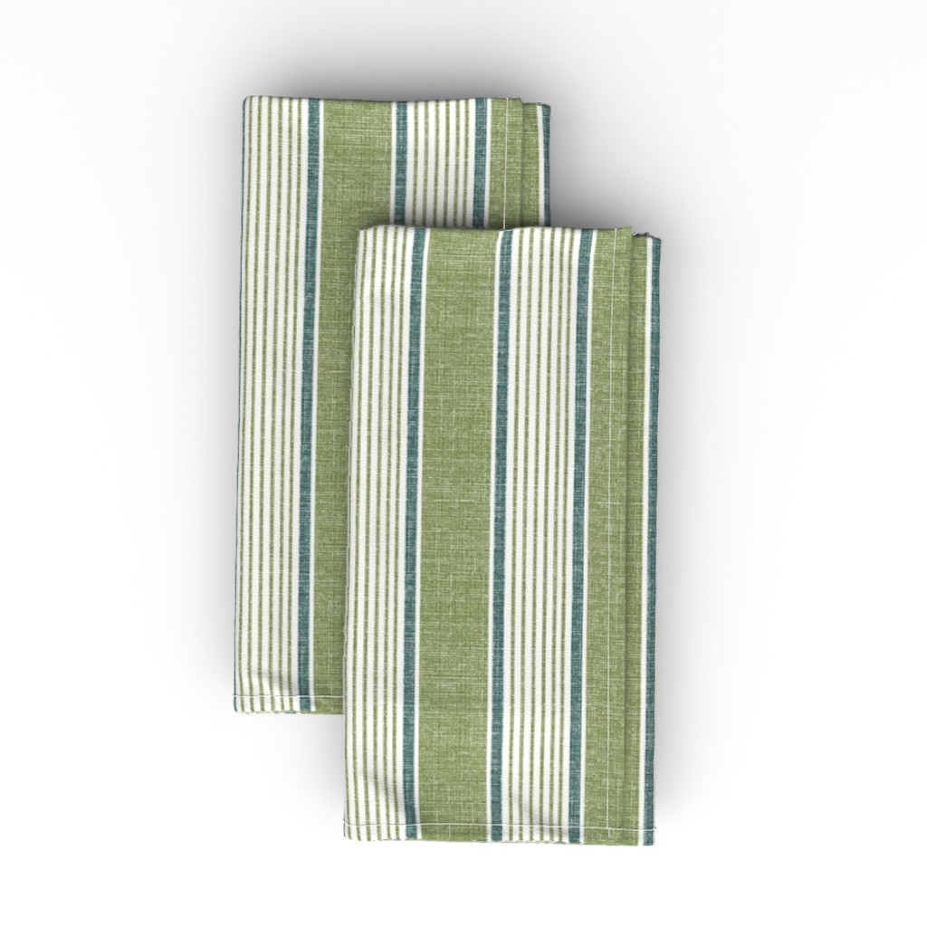 Greenery Stripe - Multi Cloth Napkin, Longleaf Sateen Grand, Green