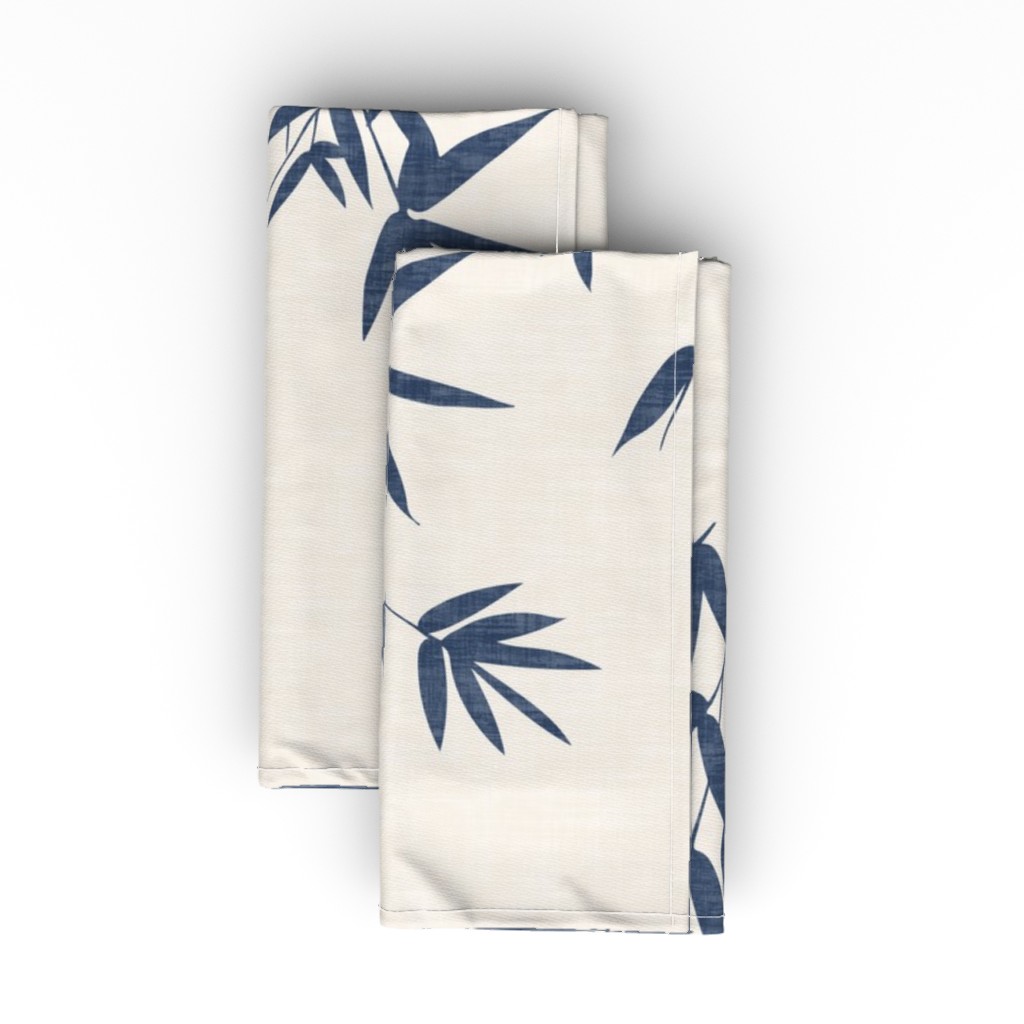 Bamboo Leaves - Denim Blue Cloth Napkin, Longleaf Sateen Grand, Blue