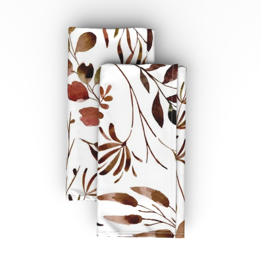 Leaves Nature Botanical Prints Cloth Napkin, Longleaf Sateen Grand, Brown
