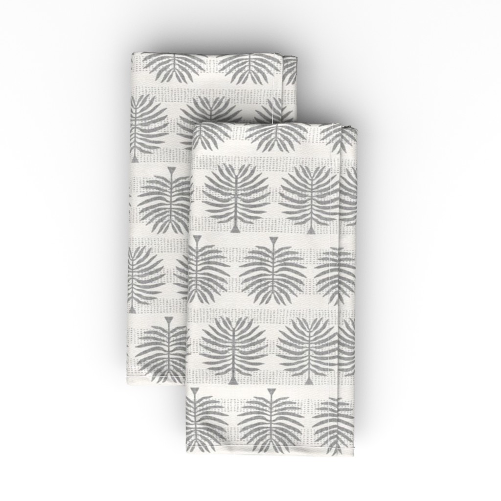 Junglia Palm - Grey Cloth Napkin, Longleaf Sateen Grand, Gray