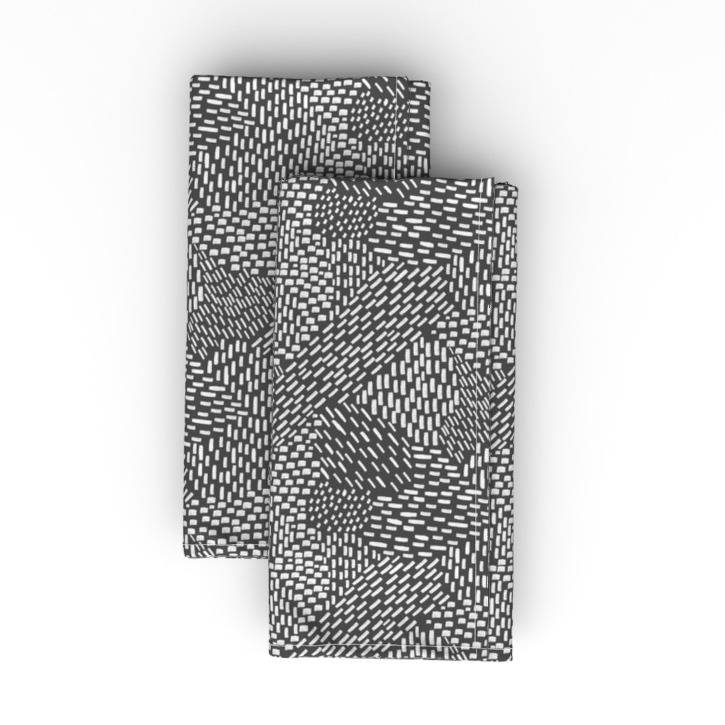 Abstract Brushstrokes Cloth Napkin, Longleaf Sateen Grand, Black