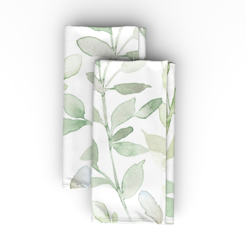 Midsummer Leaves - Light Green Cloth Napkin, Longleaf Sateen Grand, Green