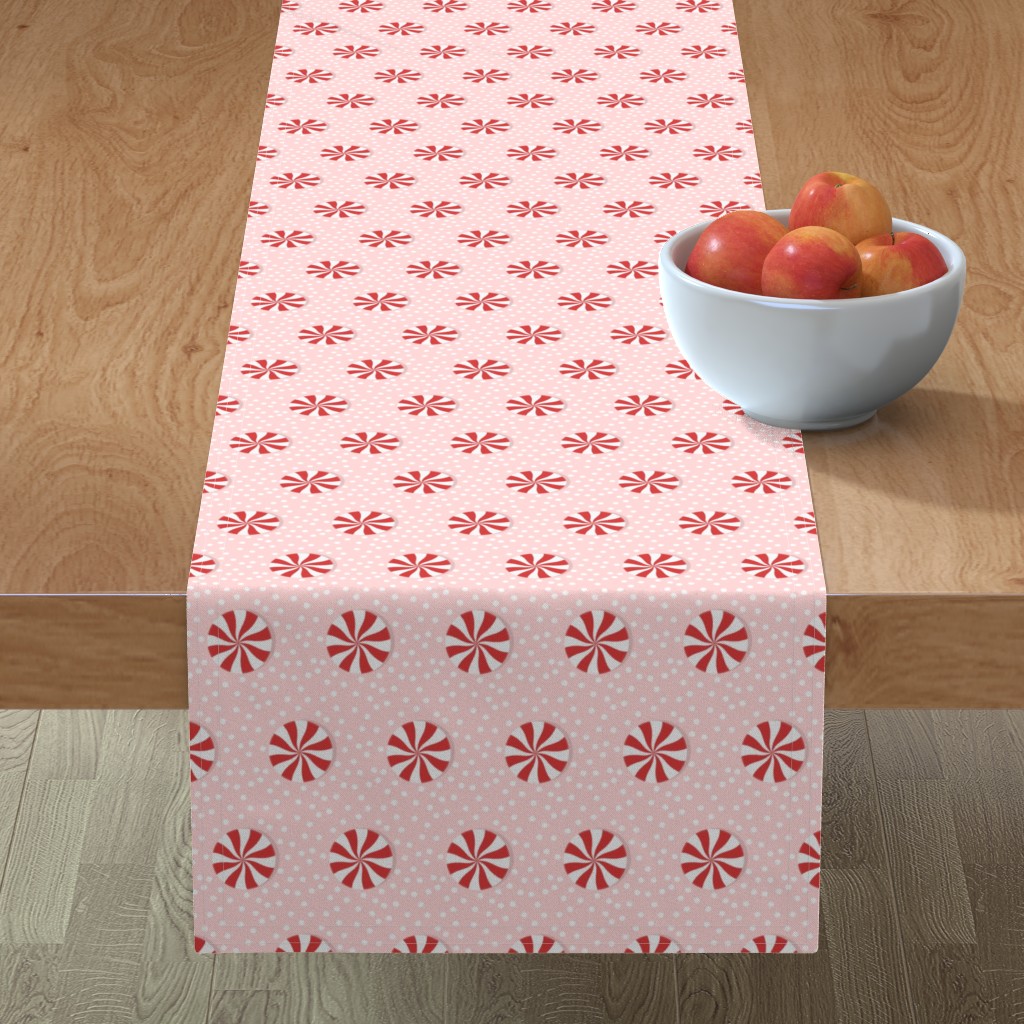 Winter Peppermint Candy on Pink Table Runner, 108x16, Pink