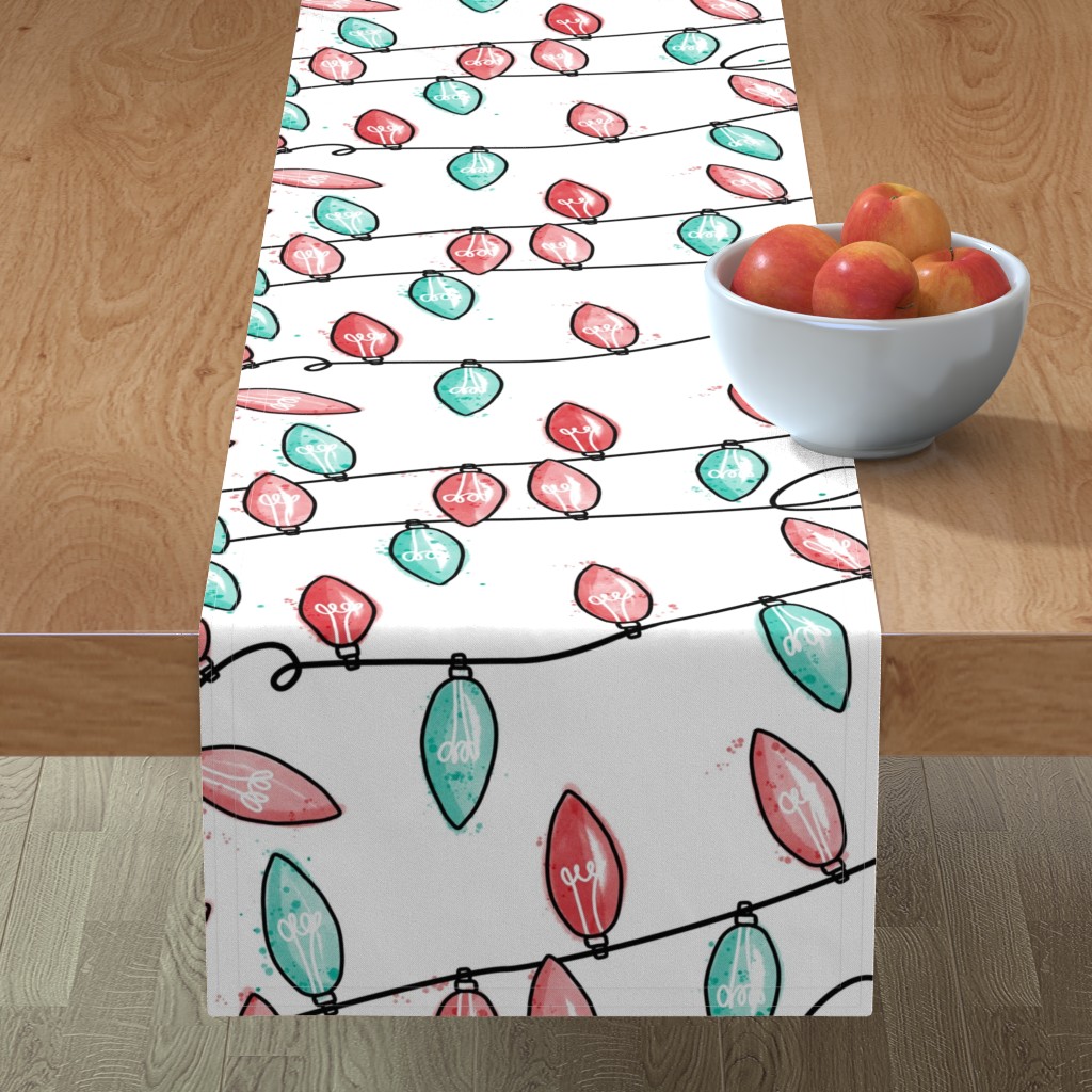 Christmas Lights - Red & Green Table Runner, 108x16, Multicolor