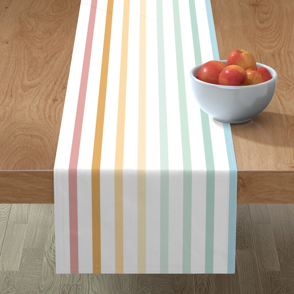 Rainbow Stripes - Pastel Table Runner, 108x16, Multicolor