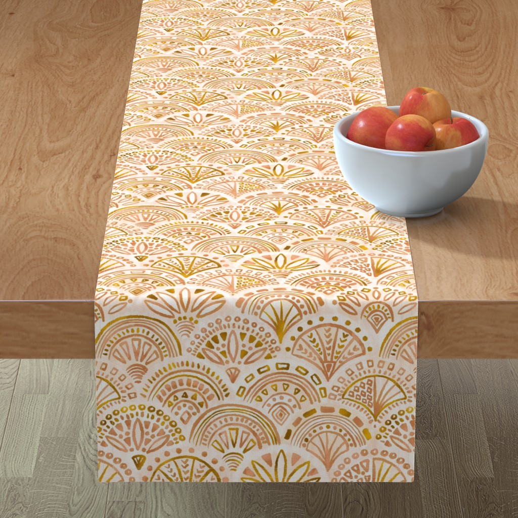 Seashell Geometry - Neutral Table Runner, 108x16, Orange