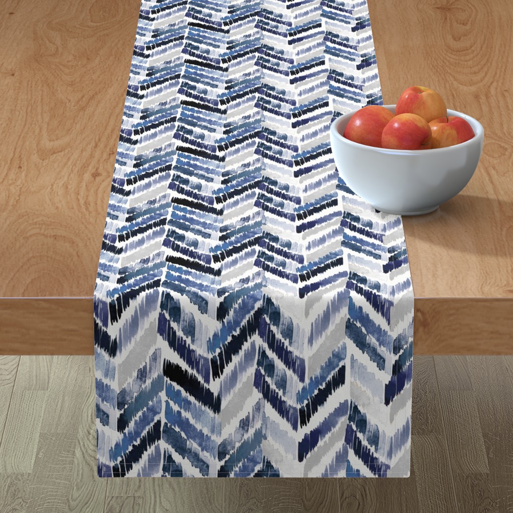 Tropical Ikat - Indigo Table Runner, 108x16, Blue