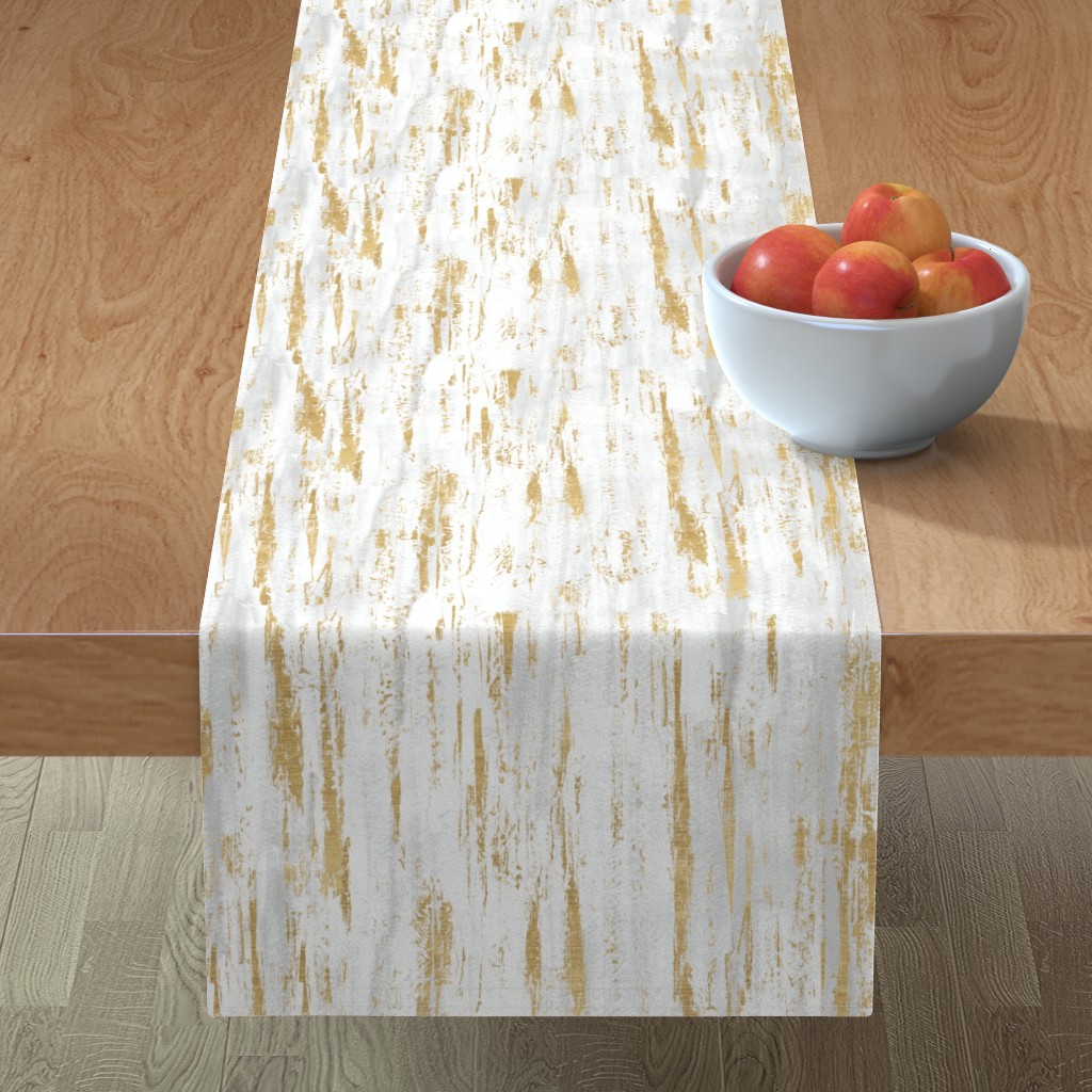 Painted Texture Birch Table Runner, 108x16, Yellow