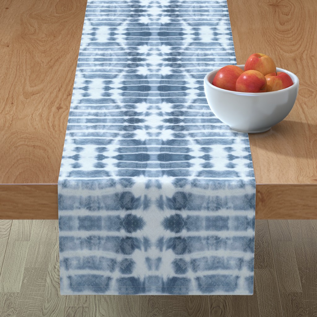 Kanoko Shibori Tie Dye - Blue Table Runner, 108x16, Blue