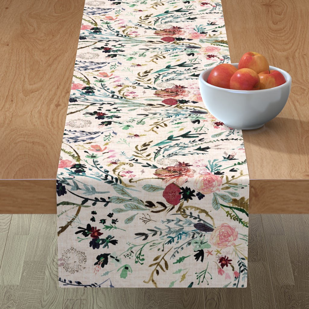 Fable Floral Table Runner, 108x16, Multicolor
