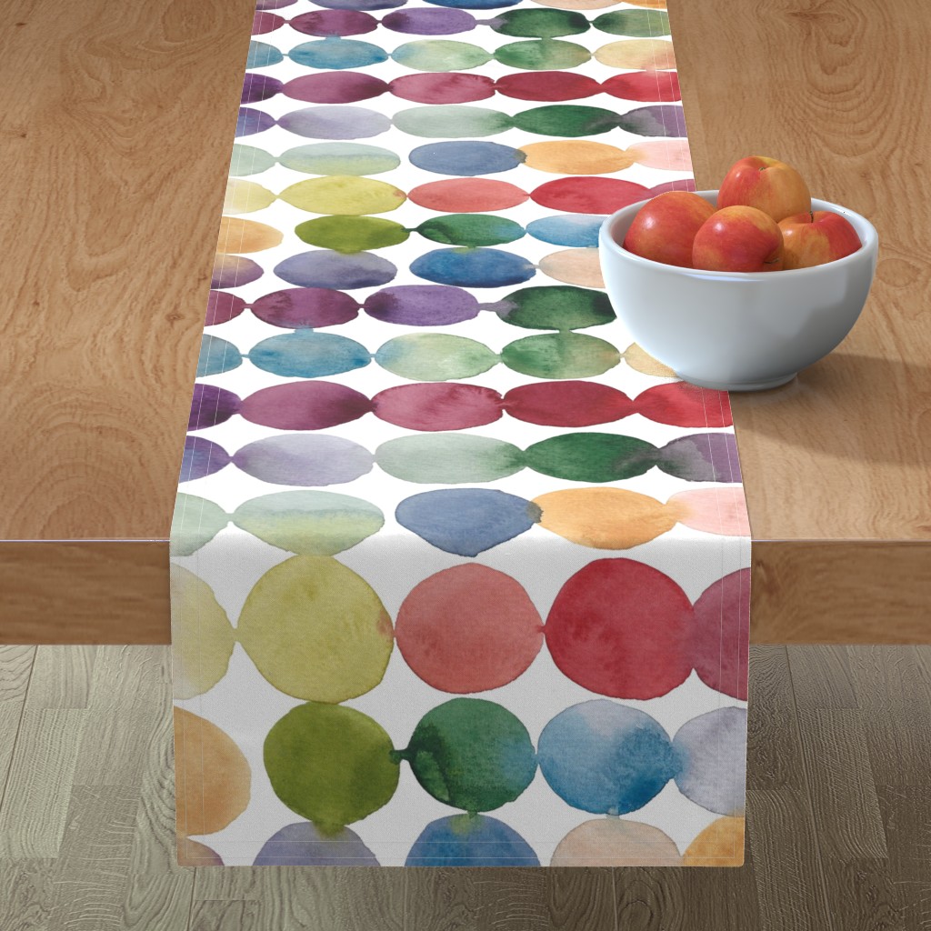 Colorful Spots - Watercolor Table Runner, 72x16, Multicolor