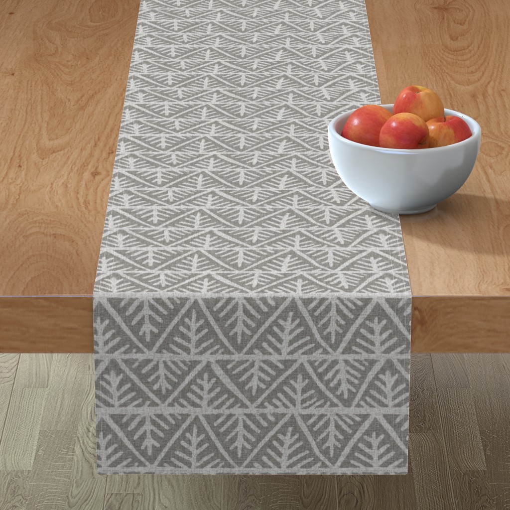 Textured Mudcloth Table Runner, 72x16, Gray