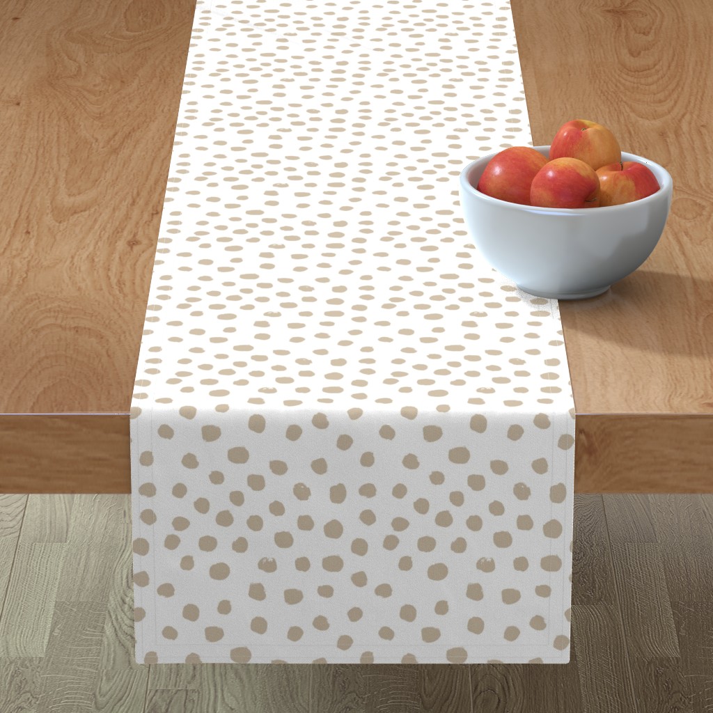 Soft Painted Dots Table Runner, 72x16, Beige