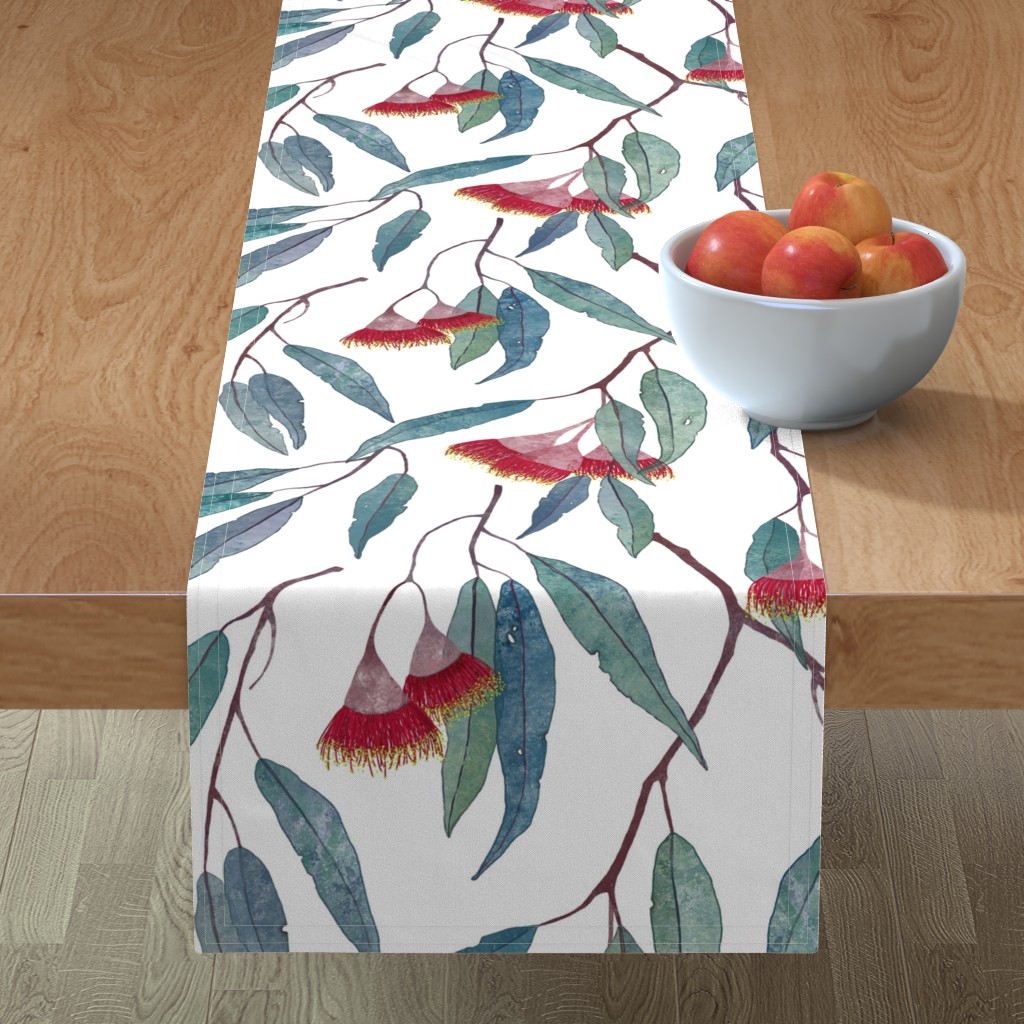 Eucalyptus Leaves & Flowers Table Runner, 72x16, Multicolor