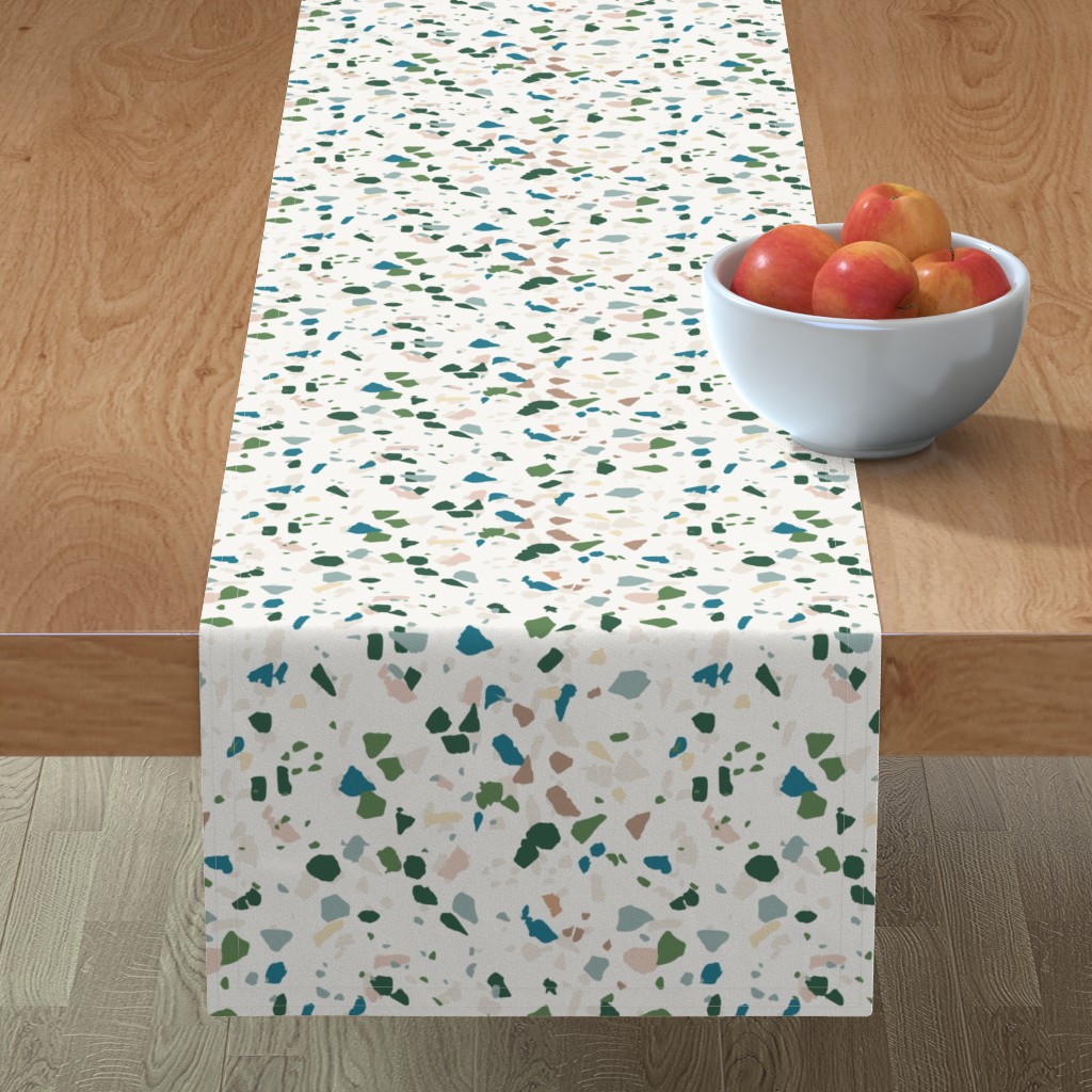 Terrazzo - Green on Cream Table Runner, 72x16, Green