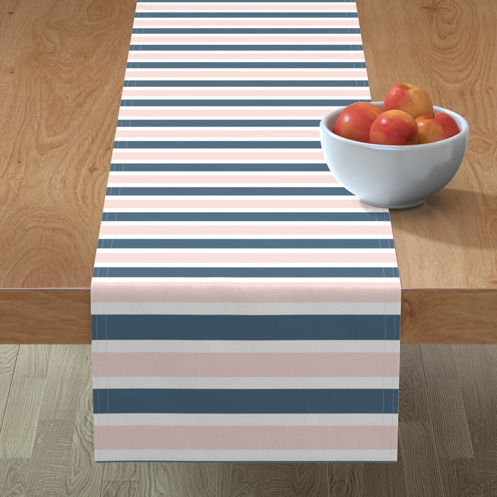 Blush and Blue Stripe Table Runner, 72x16, Multicolor