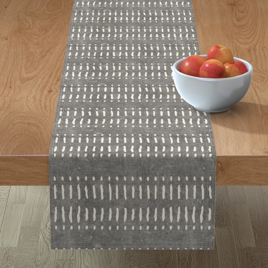 Dash Dot Stripes Table Runner, 72x16, Gray