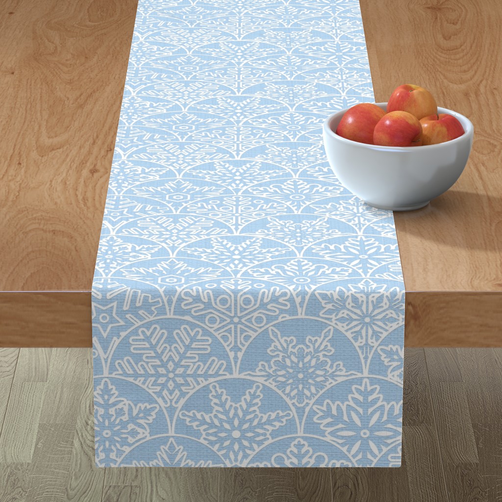 Paper Snowflakes - Blue Table Runner, 90x16, Blue