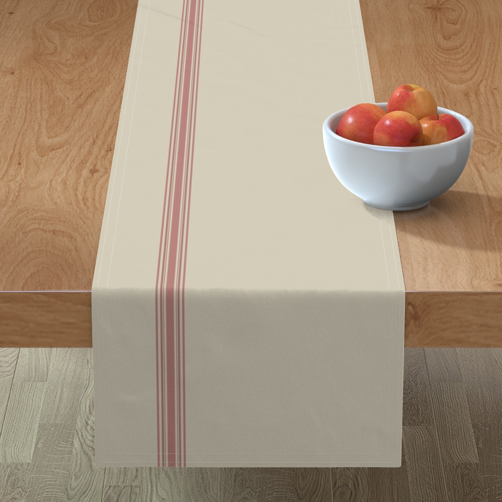 French Feedsack Stripe Table Runner, 90x16, Pink