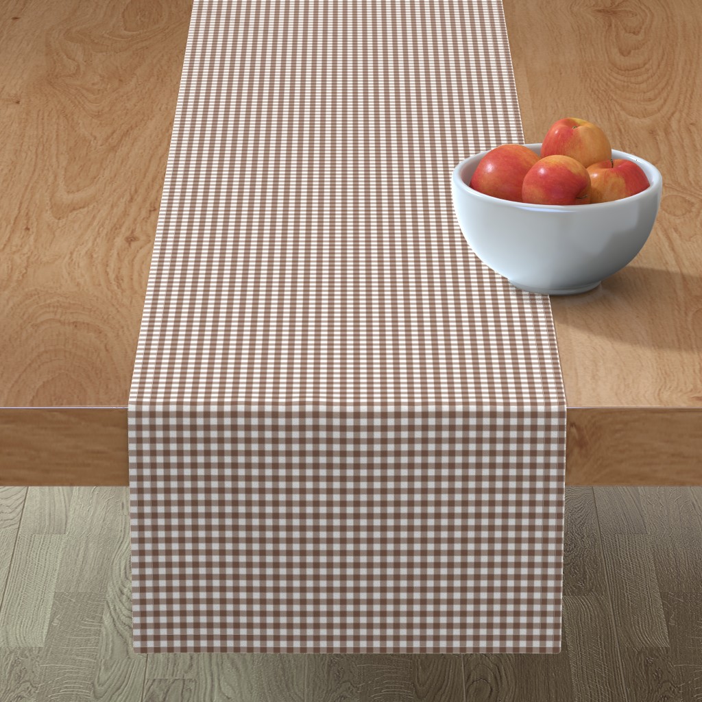 Woodland Gingham - Brown Table Runner, 90x16, Brown