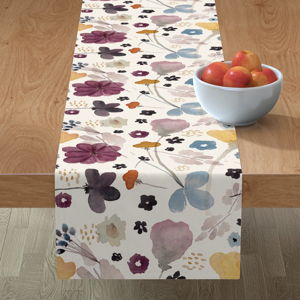 Watercolor Floral - Multi Table Runner, 90x16, Multicolor