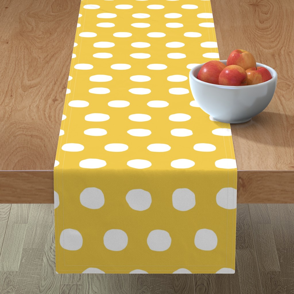 Dots - Yellow and White Table Runner, 90x16, Yellow