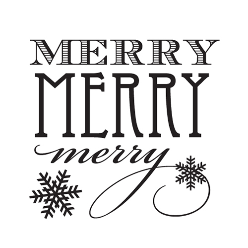 Very Merry Flakes Self-Inking Rubber Stamps, Black, Black
