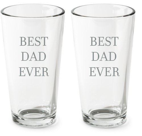 Best Dad Ever Pint Glass, Etched Pint, Set of 2, White