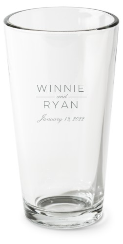 Modern Wedding Pint Glass, Etched Pint, Set of 1, White