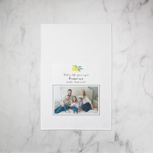 Lemon Sentiment Tea Towel, Set of 1, White, white