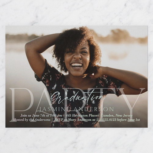 Antique Celebration Graduation Invitation, Iridescent Foil, White, 5x7, Matte, Personalized Foil Cardstock, Square, White