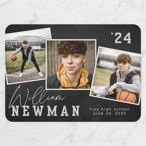 Snapshot Overlay Graduation Announcement, Rounded Corners, -Black-Iridescent Foil-5x7 Digital Foil Card-2024