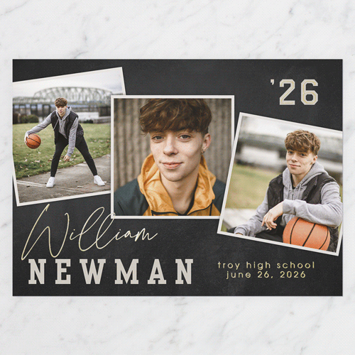 Snapshot Overlay Graduation Announcement, Gold Foil, Black, 5x7, Matte, Personalized Foil Cardstock, Square, Black