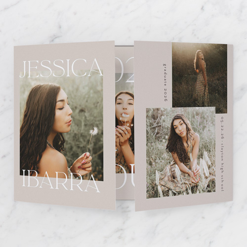 Bold Designation Graduation Announcement, Beige, Gate Fold, Write Your Own, Pearl Shimmer Cardstock, Square, Sandstone