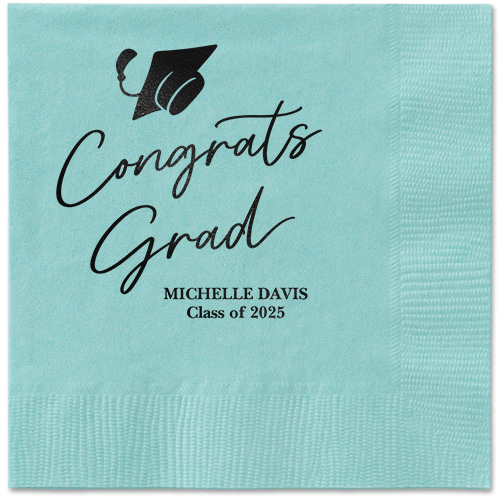 Party Cap Napkin, Black, Aqua
