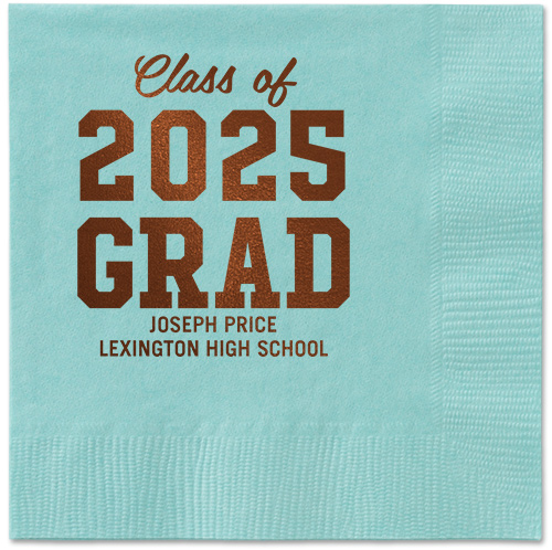 Collegiate Celebration Napkin, Brown, Aqua