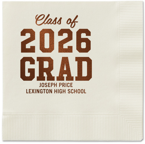Collegiate Celebration Napkin, Brown, Ecru, mocha