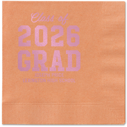 Collegiate Celebration Napkin, Pink, Coral, blush
