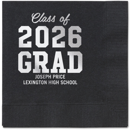 Collegiate Celebration Napkin, Grey, Black, silver